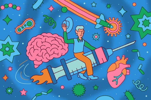 A doctor prepares a vaccine injection for an elderly patient