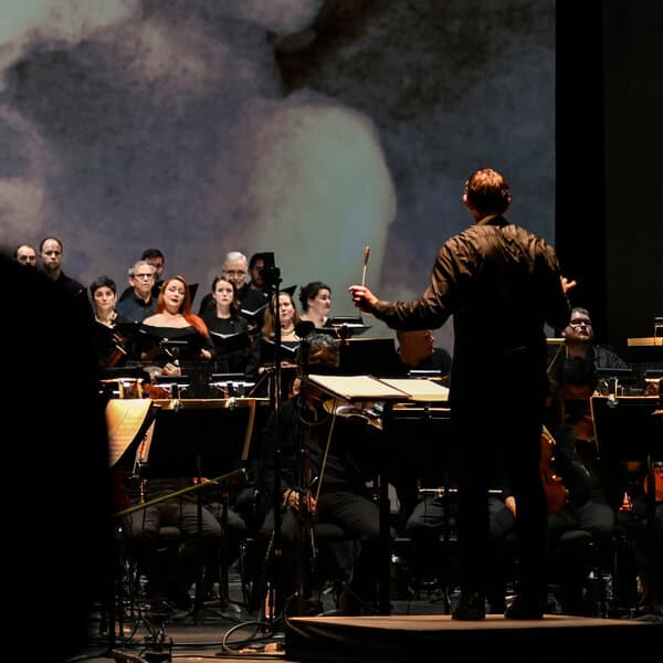 Exterior view of the Kennedy Center overlooking the Potomac River.
