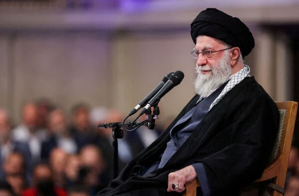 Ayatollah Ali Khamenei speaking during a public address